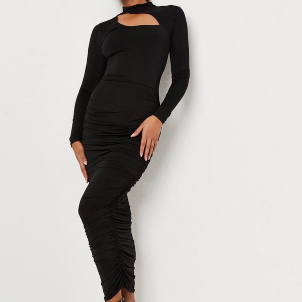 Black High Neck Cutout Dress